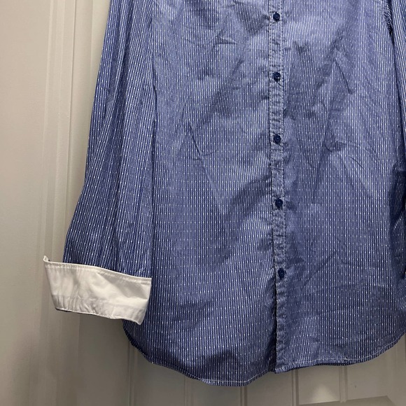 Guess Dean Men's Smart Slim Fit Stripes Button-Down Shirt Size‎ XL Blue White - Picture 3 of 5